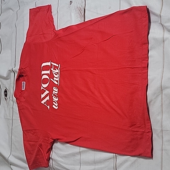 VINTAGE Hanes Fifty-Fiftt Made in the USA Single Stitch Avon We're Hot Red Tee - Picture 2 of 5